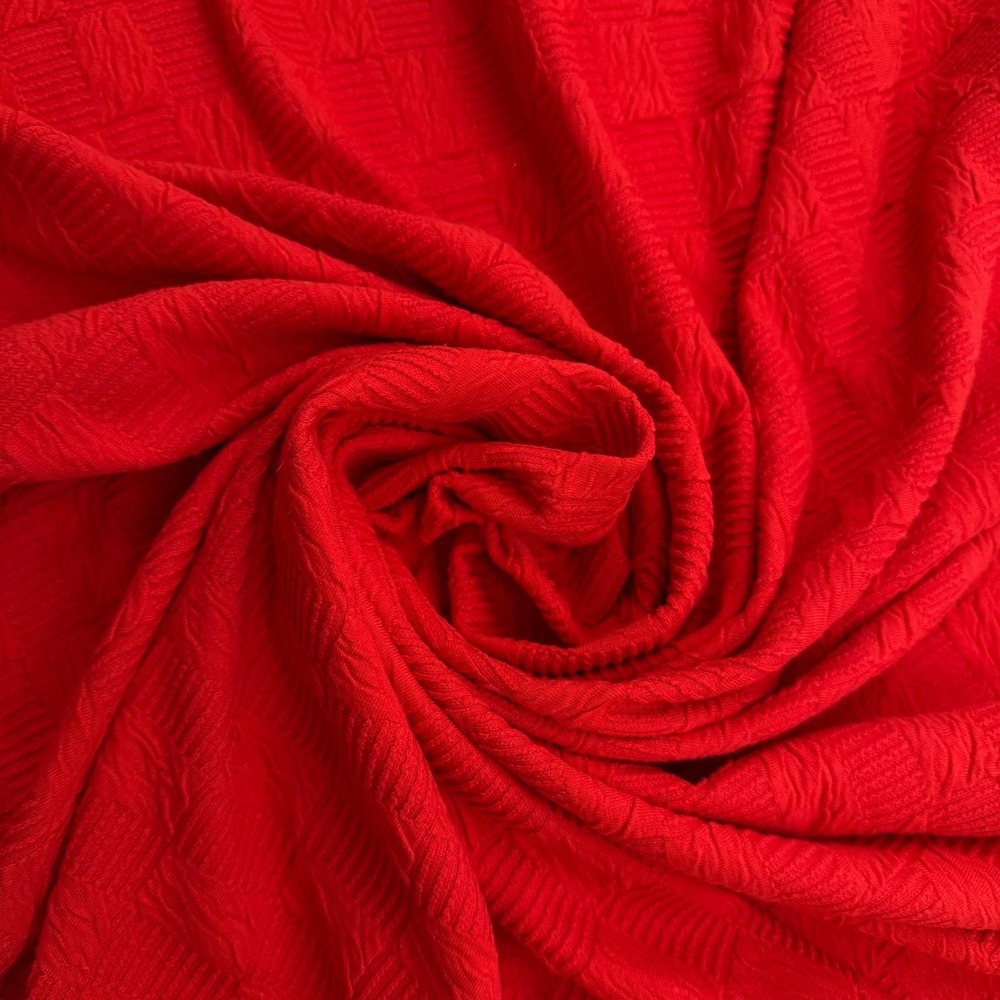 Vintage Red Textured Basketweave Cable Knit Fabric 54x60" Sewing Craft Material